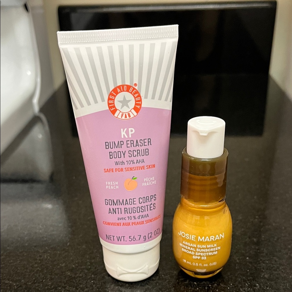 (NEW) FIRST AID BEAUTY Bump Eraser & (NEW) JOSIE MARAN Argan Sunscreen SPF 33
